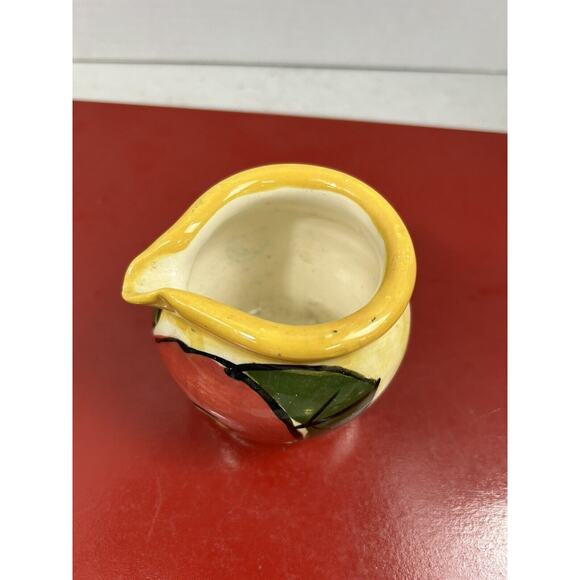 Vintage Ceramic Porcelain Painted Red Poppy Flower‎ Creamer Pitcher Small 2-3/4” - Picture 2 of 6